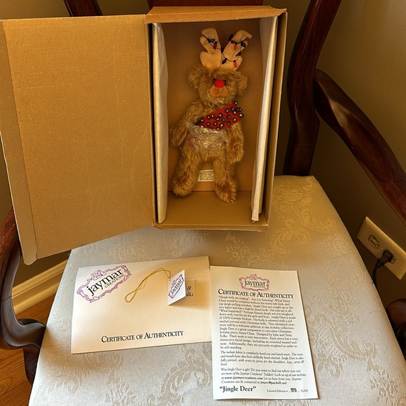 Jaymar Creations handmade Jingle Bear “Jingle Deer” 100% German mohair - Picture 2 of 11